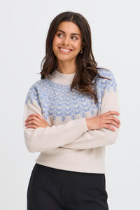 Sky Blue Print Sweater - Fransa