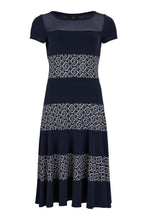 Load image into Gallery viewer, Navy &amp; Cream Panel Dress - Tia
