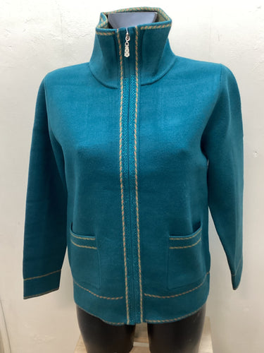 PF200- Petrol Blue Zip Jacket with Diamonte Detail -Castle