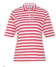 Load image into Gallery viewer, Red and White Stripe T-shirt with zip neckline - Rabe