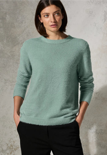 303033- Glaced Green Featheryarn Roundneck Jumper - Cecil