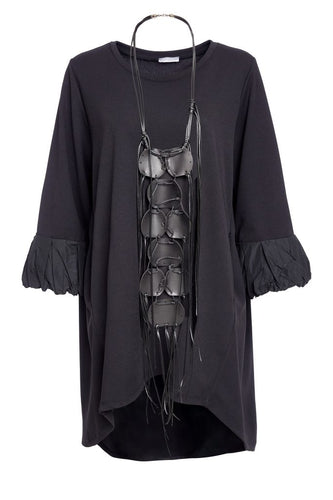 Curved Hemline Tunic with contrast ruched cuff - Naya