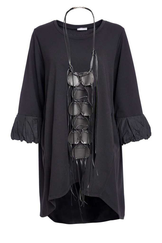 Curved Hemline Tunic with contrast ruched cuff - Naya
