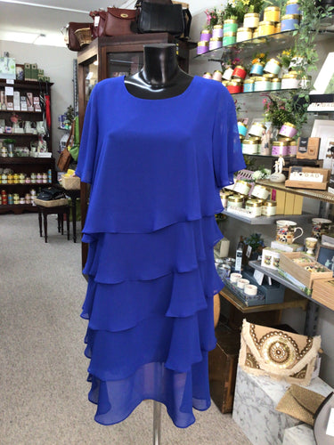 V241- Sicily Tiered Dress- Cobalt Blue- Via Veneto