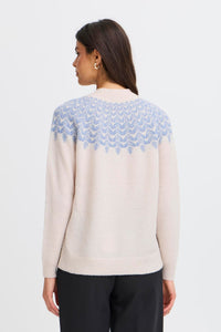 Sky Blue Print Sweater - Fransa