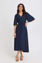 Load image into Gallery viewer, Navy Button Polka Dot Dress - Fransa