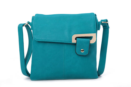 F9729- Side Buckle Crossbody Bag - Teal