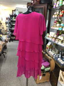 V240- Sicily Tiered Dress- Cherry Pink- Via Veneto