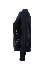 Load image into Gallery viewer, Navy Knit Jumper with Floral Detail - Soquesto