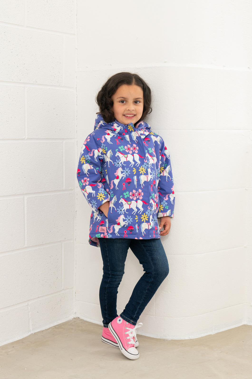 Freya Girls Coat - Horse Print - Little Lighthouse