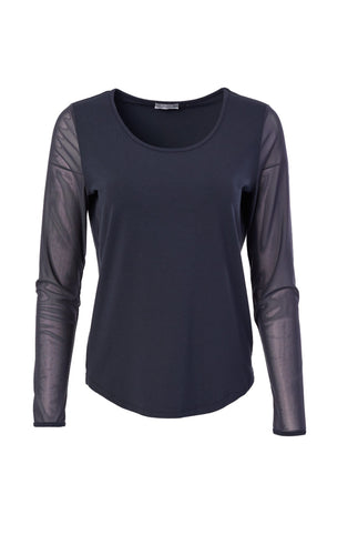 25106 - Mesh Sleeve Top - Black - Naya