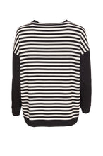 Load image into Gallery viewer, 24132- Stripe Top w/ Plain Sleeve- Black &amp; Sand- Naya