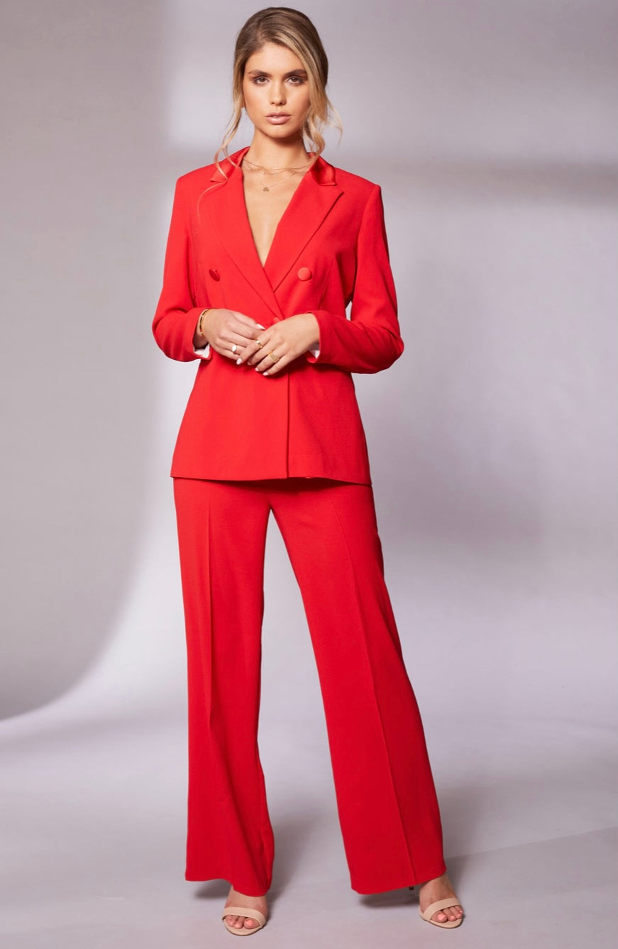 24131- Kate Cooper Jacket with Satin Collar- Chilli