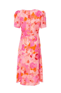 24127- Kate Cooper V-Neck Dress w/ basque @ waist- Pink
