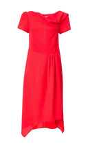 Load image into Gallery viewer, 24112- Kate Cooper Drape Neck Dress w/ Pleat Waist- Chilli