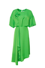 Load image into Gallery viewer, 24108- Kate Cooper Angle Hem Dress w/ Frill Detail- Apple Green