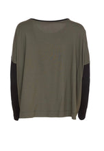 Load image into Gallery viewer, 24277- Placement print top with contrast sleeve-Forest &amp; Black- Naya