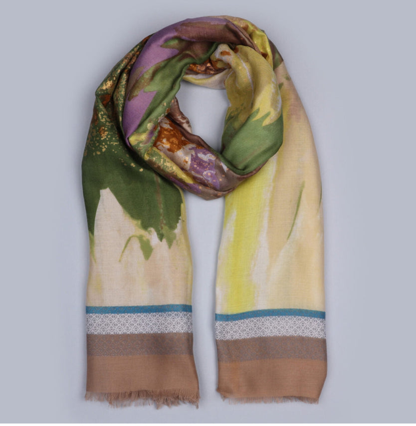 1038305 - Green Abstract Print Scarf - Zelly