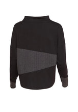 Load image into Gallery viewer, 24233- High neck top with stripe sections- Black &amp; Grey- Naya