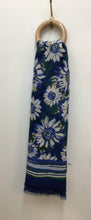 Load image into Gallery viewer, Winter Flowers Navy  Scarf - Zelly