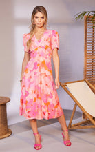 Load image into Gallery viewer, 24127- Kate Cooper V-Neck Dress w/ basque @ waist- Pink