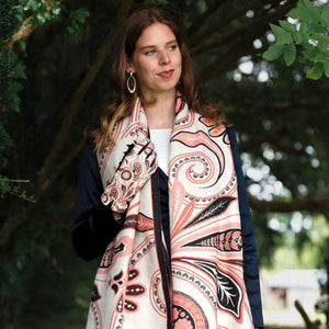 04814 - Celina Paisley Woven Scarf - Peach Cream - Forever England