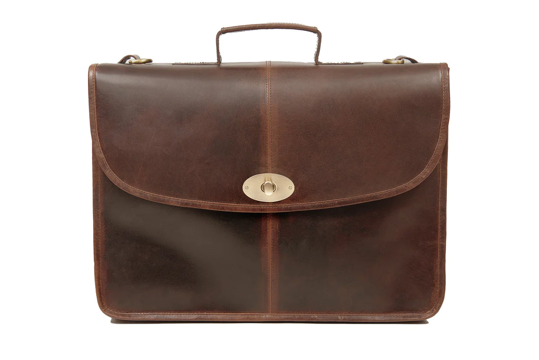 TK10060BRN - Ballyjohnboy Brief case - Brown - Tinnakeenly Leather