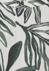 143873 - Linen Print Dress - Khaki Green - Cecil