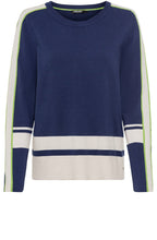 Load image into Gallery viewer, 4261 Olsen- Soft Knit Jumper with Stripe Bottom- Navy/beige/green