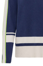 Load image into Gallery viewer, 4261 Olsen- Soft Knit Jumper with Stripe Bottom- Navy/beige/green