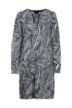 Load image into Gallery viewer, Navy &amp; Cream Print Jersey Dress- Soquesto