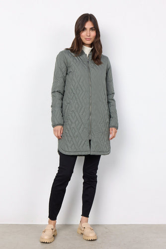 16782-  Dusty Green Quilted Jacket - Soya Concept