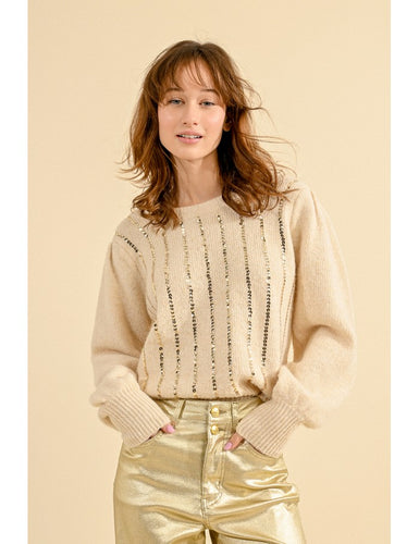 1597 - Puff Sleeve Jumper - Cream - Molly Bracken