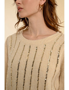 1597 - Puff Sleeve Jumper - Cream - Molly Bracken