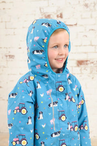 Freya Girls Coat Teal Farm- Little Lighthouse