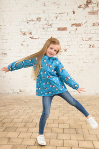 Freya Girls Coat Teal Farm- Little Lighthouse