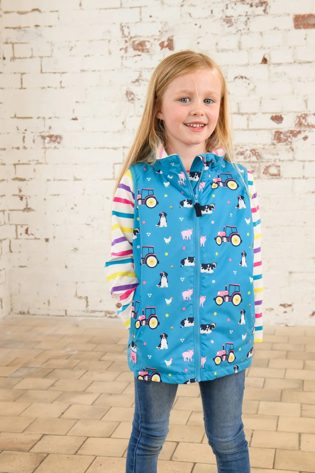 Alex Girls Gilet Teal Farm- Little Lighthouse