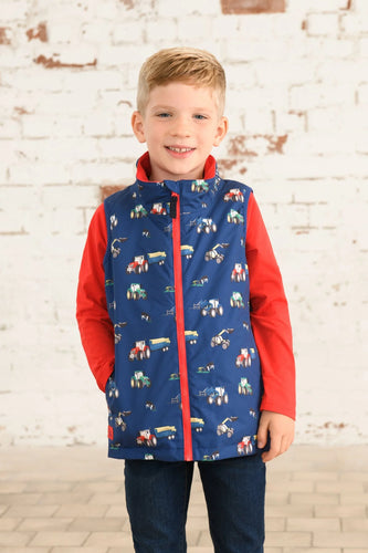 Alex Boys Gilet Navy Blue Tractor- Little Lighthouse