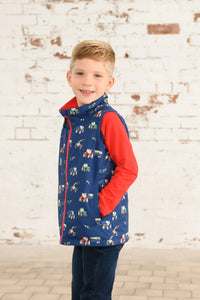 Alex Boys Gilet Navy Blue Tractor- Little Lighthouse