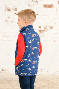 Alex Boys Gilet Navy Blue Tractor- Little Lighthouse