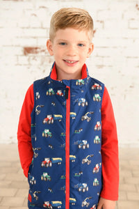 Alex Boys Gilet Navy Blue Tractor- Little Lighthouse