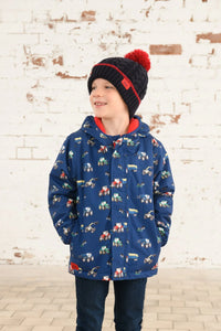 Finlay Boys Coat Navy Blue Tractor - Little Lighthouse