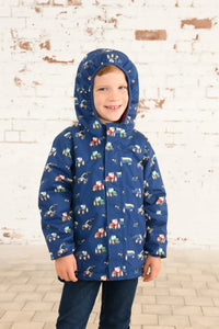 Finlay Boys Coat Navy Blue Tractor - Little Lighthouse