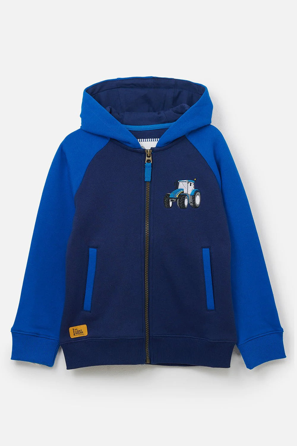 Jackson Full Zip Sweater Blue Tractor- Little Lighthouse