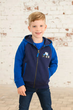 Load image into Gallery viewer, Jackson Full Zip Sweater Blue Tractor- Little Lighthouse