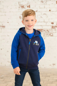 Jackson Full Zip Sweater Blue Tractor- Little Lighthouse