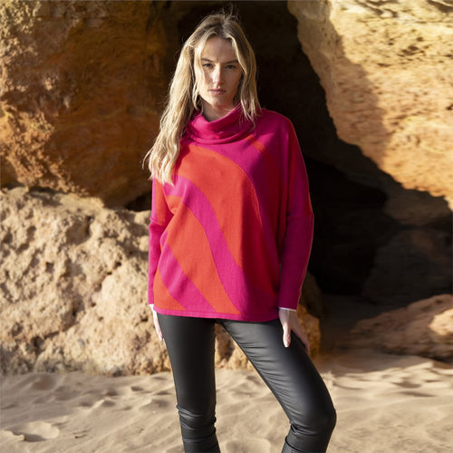 Pink High Neck Sweater - Marble