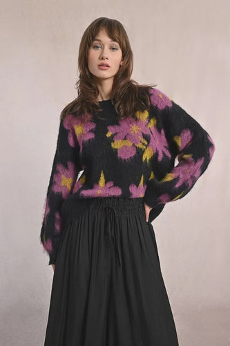 Brushed Knit Floral Sweater - Molly Bracken