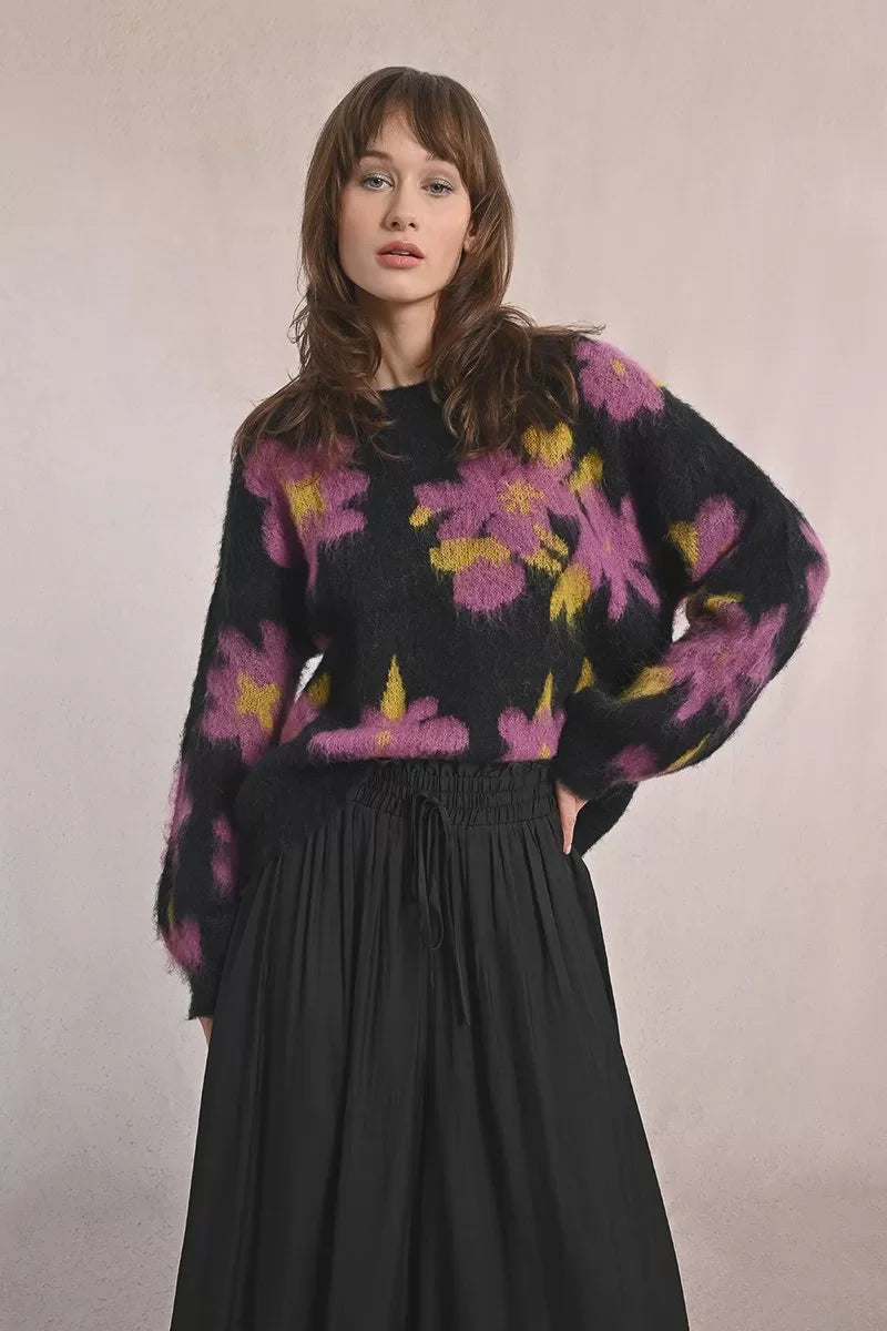 Brushed Knit Floral Sweater - Molly Bracken