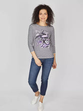 Load image into Gallery viewer, 122353- Round Neck 3/4 Length Sleeve Striped T-shirt- Rabe